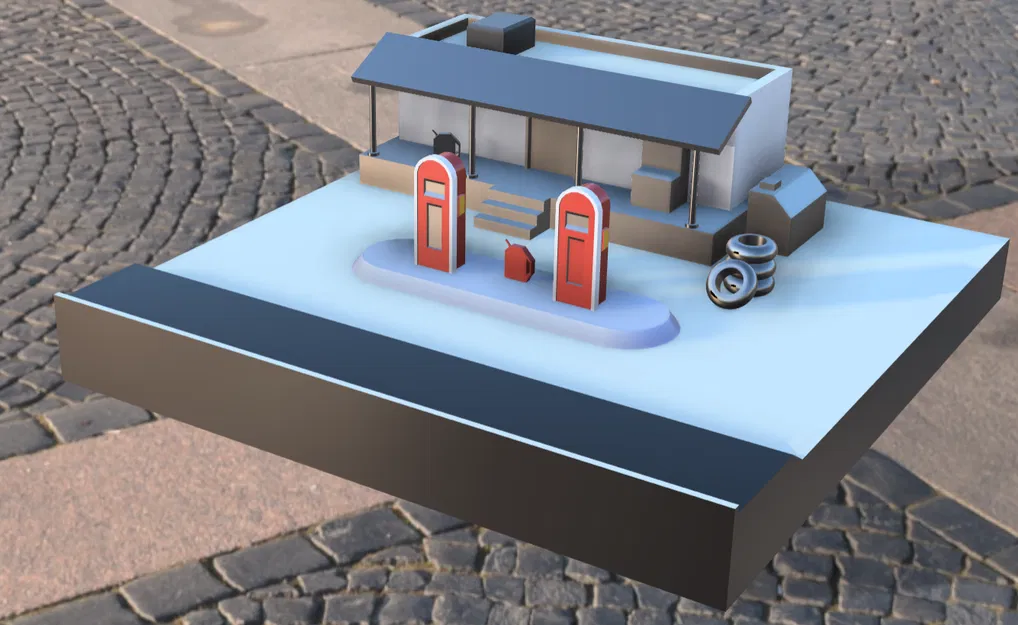 Shadow City – Mô hình quán cà phê & trạm xăng để in 3D - Image 3