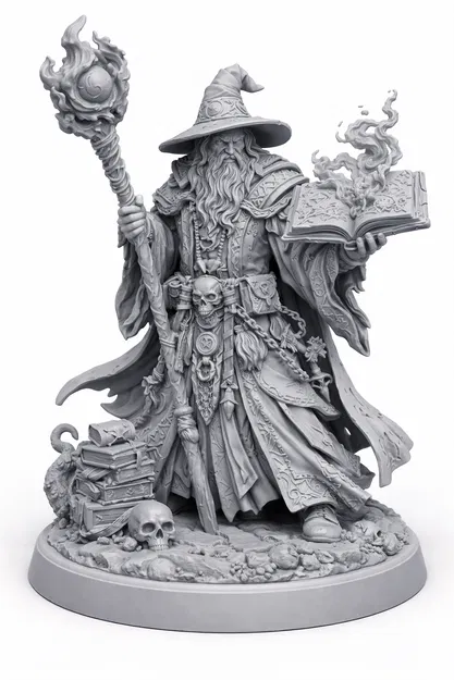 Zauberer / Magier Tabletop Figur – Mô hình mini phù thủy/pháp sư để in 3D - Image 1