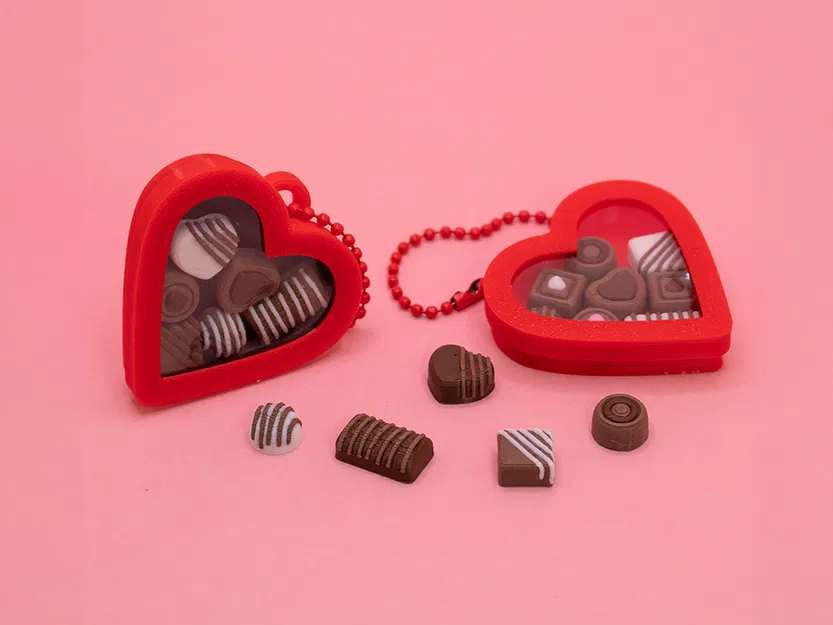 Valentines Chocolate Shaker Fidget Charm – Charm lắc hộp chocolate trái tim - Image 1