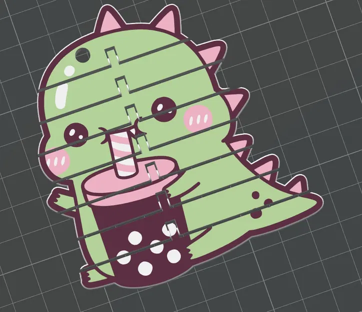 Móc khóa khủng long flexi dễ thương (kèm trà sữa) - Image 1