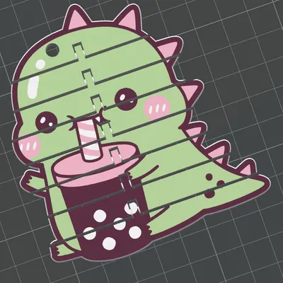 Móc khóa khủng long flexi dễ thương (kèm trà sữa)