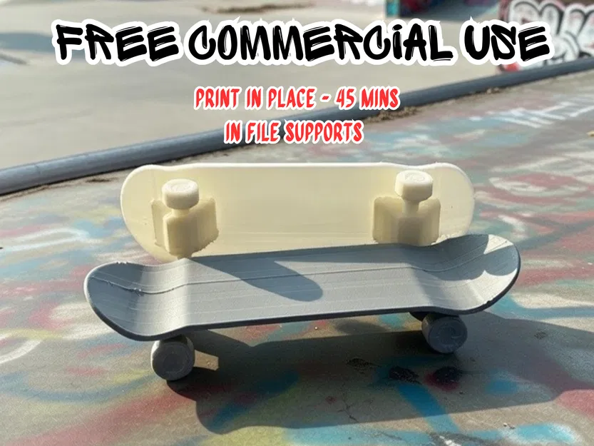 Finger Skateboard print-in-place (cỡ Tech Deck) in liền khối - Image 1