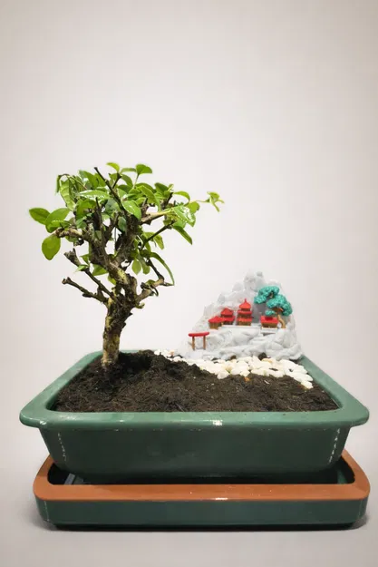 Chậu Bonsai Cảnh Núi Non (Zen) – Bonsai Pot with Mountain Scene - Image 2