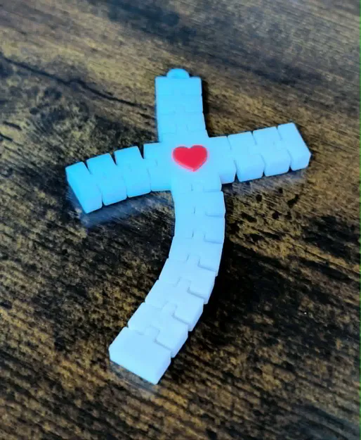 Móc khóa Flexi Thánh Giá kèm Trái Tim (Flexi Cross with Heart Keychain) - Image 3