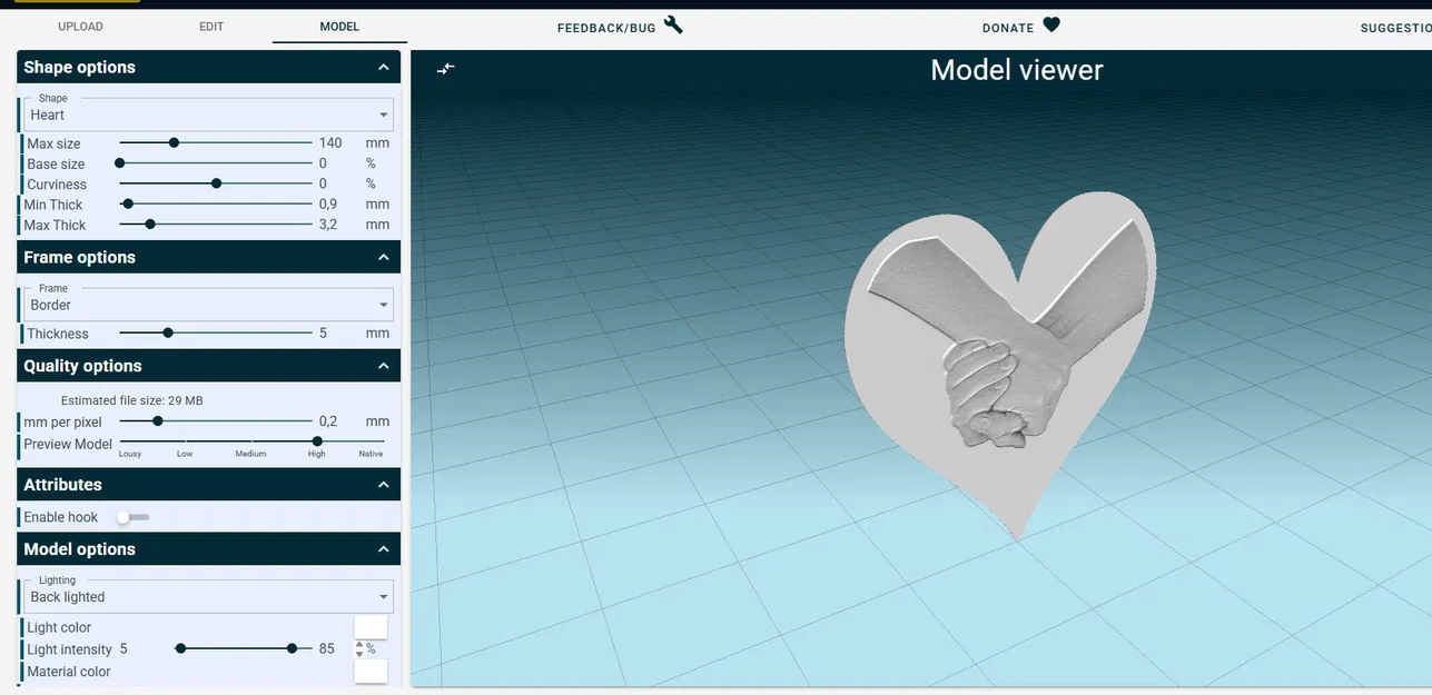 Đèn Trái Tim (Heart Lamp) in 3D với Lithophane - Image 3
