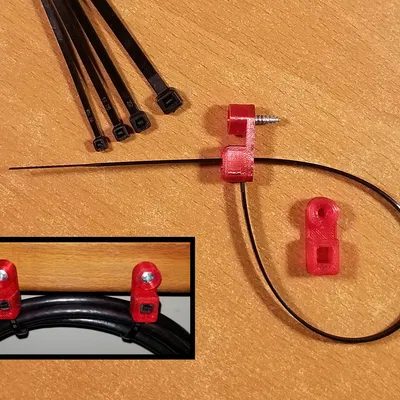 Móc treo dây rút (Zip Tie) có lỗ bắt vít, in TPU