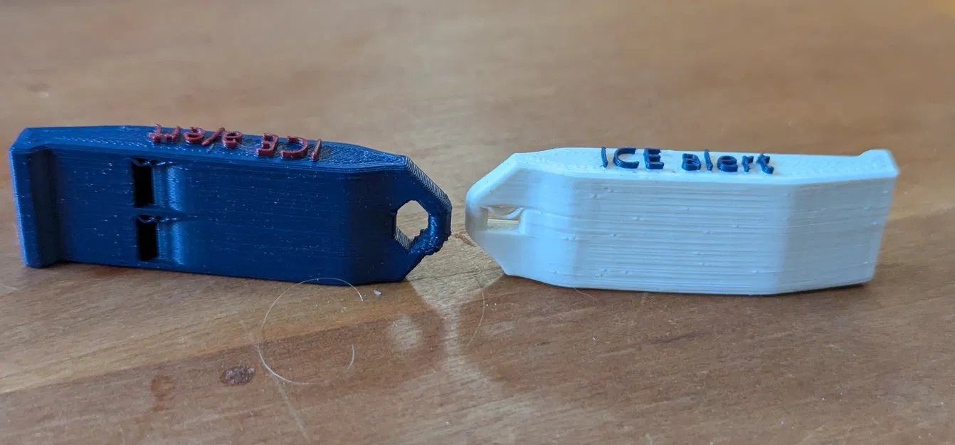 Còi V2: lỗ treo/làm keyring dễ in hơn + chữ (ICE alert) - Image 1