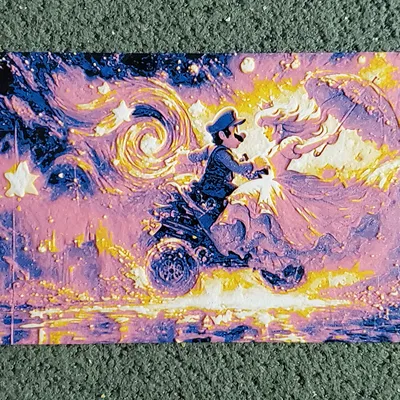 Mario & Peach Hueforge - Tranh in 3D Super Mario Bros.