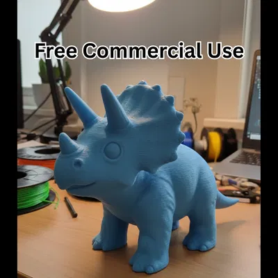 Triceratops Dễ Thương Phong Cách Bán Hiện Thực