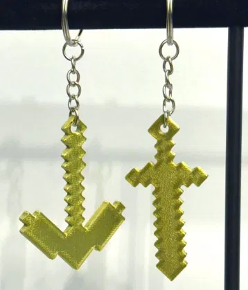 Tượng mini & móc khóa Kiếm và Cuốc Minecraft - Image 1