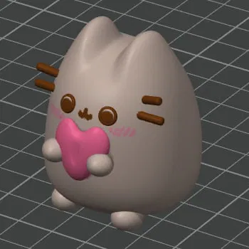 Tượng mèo Pusheen dễ thương ôm trái tim