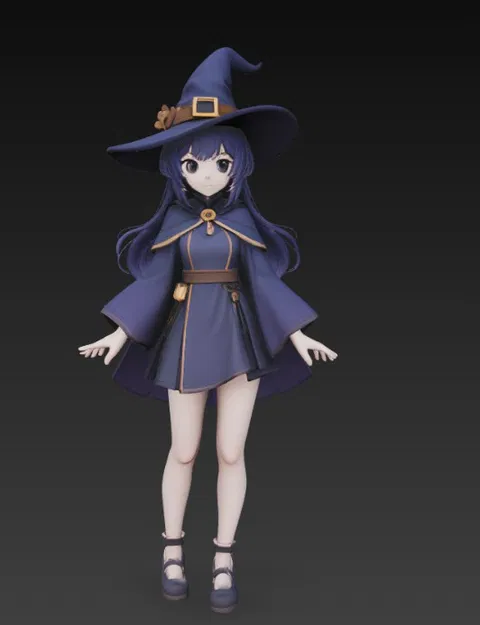 Phù thủy anime (Anime Witch) – mô hình 3D - Image 3