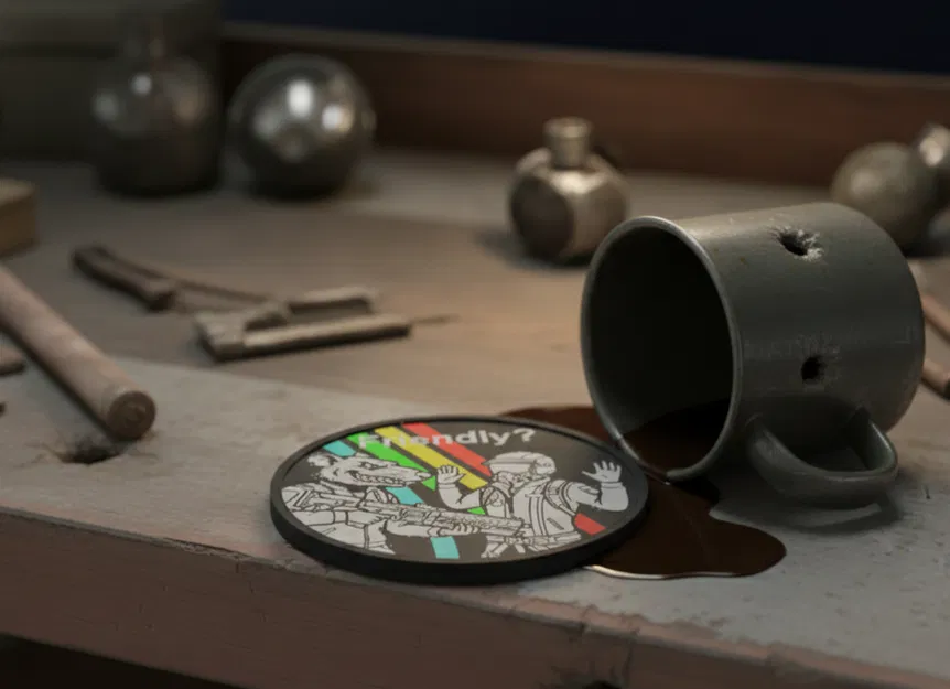 Arc Raiders Friendly? Coaster – Lót ly in 3D - Image 2