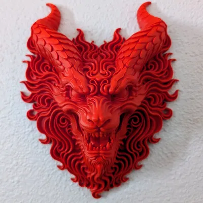 Trưng Bày Đầu Rồng Lửa Treo Tường (Fire Dragon Wall Mount Display)