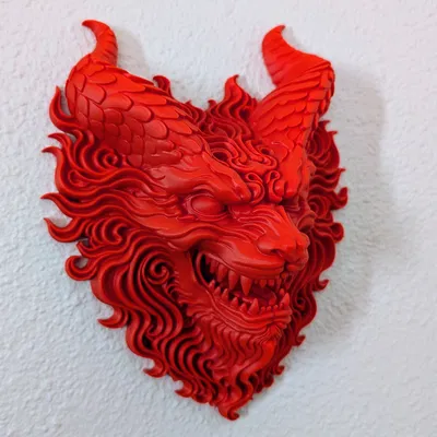 Trưng Bày Đầu Rồng Lửa Treo Tường (Fire Dragon Wall Mount Display)
