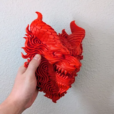 Trưng Bày Đầu Rồng Lửa Treo Tường (Fire Dragon Wall Mount Display)