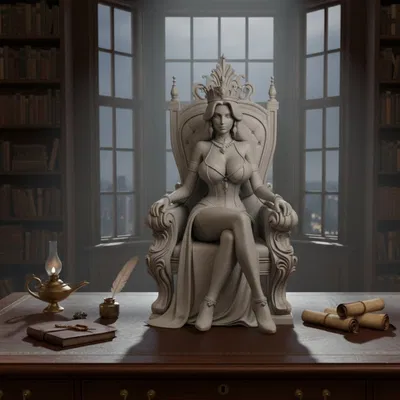 Nữ hoàng quyến rũ ngồi trên ngai vàng