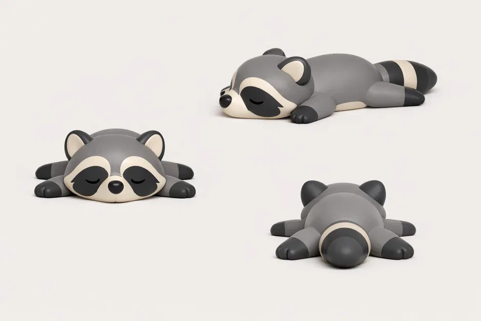 Móc khóa gấu mèo flexi chibi dễ thương (Cute Flexi Raccoon Keychain) - Image 1