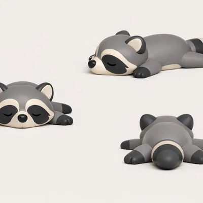 Móc khóa gấu mèo flexi chibi dễ thương (Cute Flexi Raccoon Keychain)