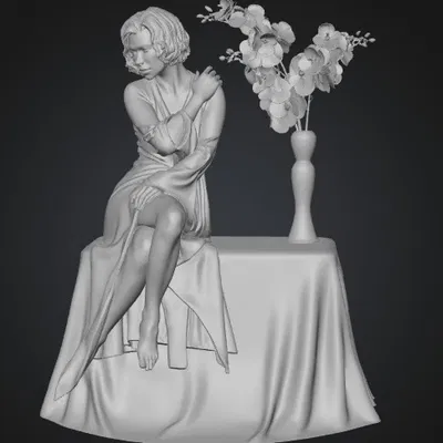 Vẻ Thanh Lịch Trong Váy Đỏ (Elegance in Red Dress)