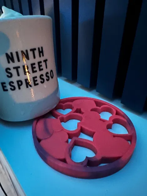 Miếng lót ly hình trái tim họa tiết tình yêu chủ đề Valentine - Image 1