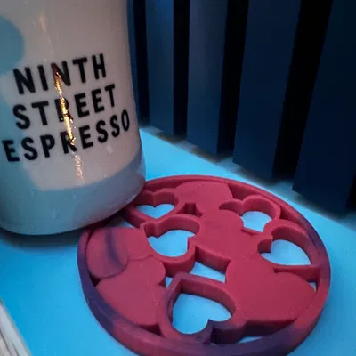 Miếng lót ly hình trái tim họa tiết tình yêu chủ đề Valentine