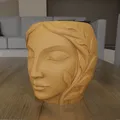Mẫu 3D Chậu/Bình Trồng Cây Mặt Nữ & Lá Êm Dịu (Serene Sculpted Leaf Head) - Thumbnail 1