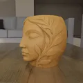 Mẫu 3D Chậu/Bình Trồng Cây Mặt Nữ & Lá Êm Dịu (Serene Sculpted Leaf Head) - Thumbnail 3