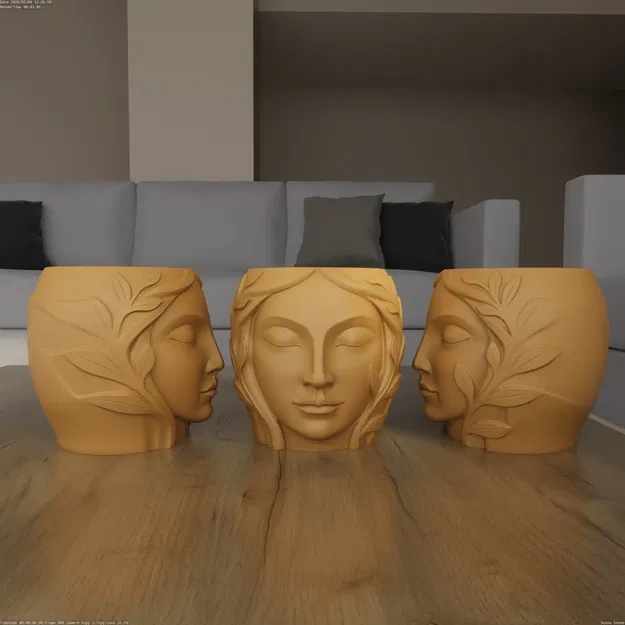 Mẫu 3D Chậu/Bình Trồng Cây Mặt Nữ & Lá Êm Dịu (Serene Sculpted Leaf Head) - Image 6