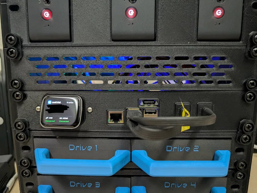 Tấm gắn rack 1U RPi 5 10" kèm JetKVM cho PiNAS - Image 1