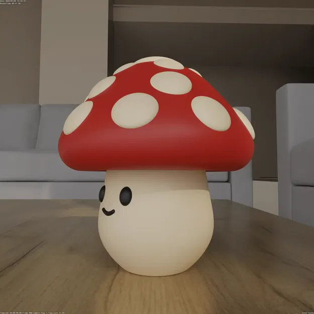 Mẫu STL In 3D Nấm Toadstool Kawaii Dễ Thương (Cute Kawaii Mushroom) - Image 2