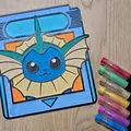 Thẻ Gamecard Vaporeon Pokemon để Tô Màu - Thumbnail 1
