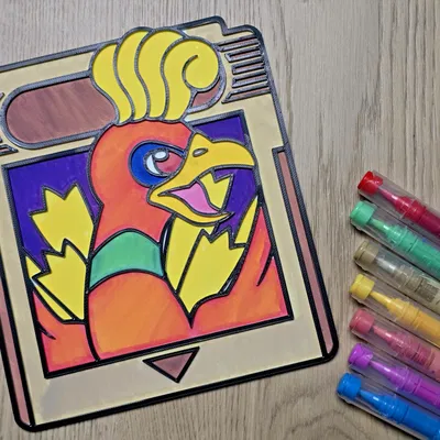 Thiệp game Pokemon Chim Bạc Vàng – Coloring Craft