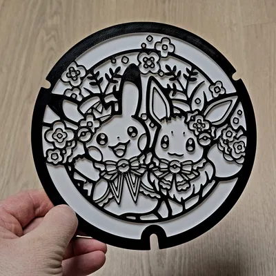 Pikachu Eevee Pokelid Coloring Craft – Mẫu tô màu thủ công