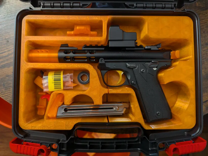 Insert hộp Ruger Mk IV 22/45: cutout sâu hơn + thêm khoét (slide racker) - Image 1