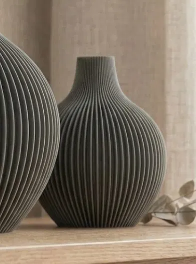 Bình hoa Zen gân sọc (Ribbed Zen Vase) - Decor Japandi tối giản - Image 3