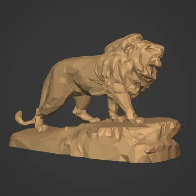 Mô hình in 3D tượng Sư Tử Polygonal (sẵn sàng in)