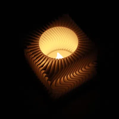 Đế nến Tealight Lập Phương Gợn Sóng (Wavy Cubic Tealight Holder)