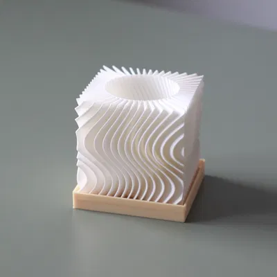 Đế nến Tealight Lập Phương Gợn Sóng (Wavy Cubic Tealight Holder)