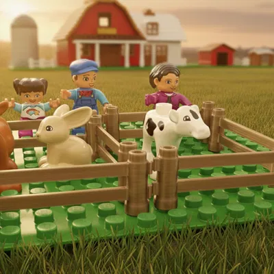 Hàng rào tương thích LEGO Duplo (rộng 6 chấm)