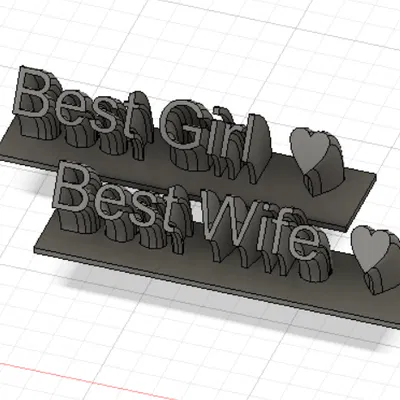 Mô hình biển hiệu "Best Girl" và "Best Wife" đính kèm trái tim