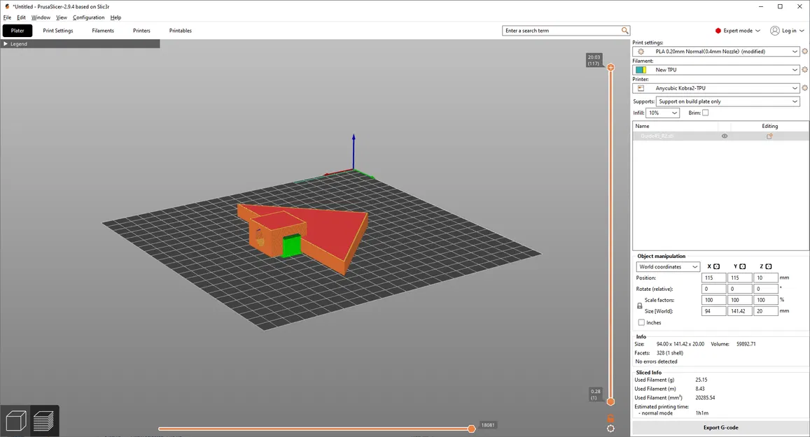 Cữ dẫn phẳng 45° cho MK Tile Saw (openscad, MK P/N 134577-MK) - Image 2