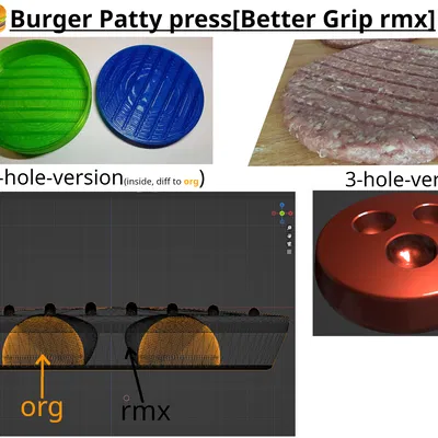 [Better Grip rmx] Khuôn ép burger patty 130mm (~200g/patty)