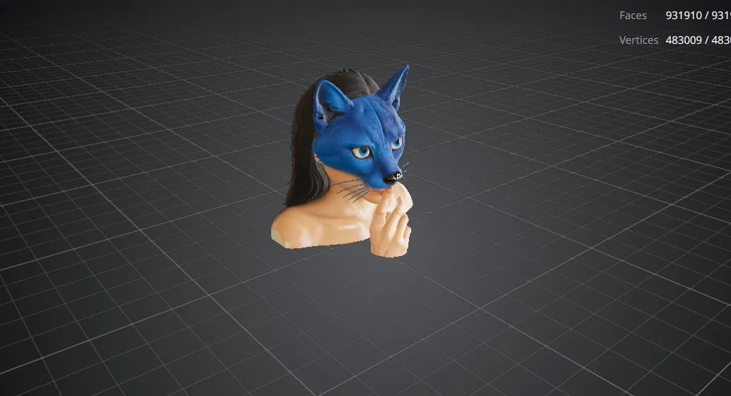 Tượng Bán Thân Kitsune Thì Thầm (In 3D Chi Tiết Cao) - Image 1