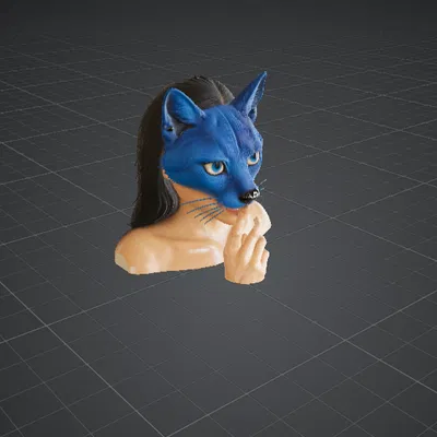 Tượng Bán Thân Kitsune Thì Thầm (In 3D Chi Tiết Cao)