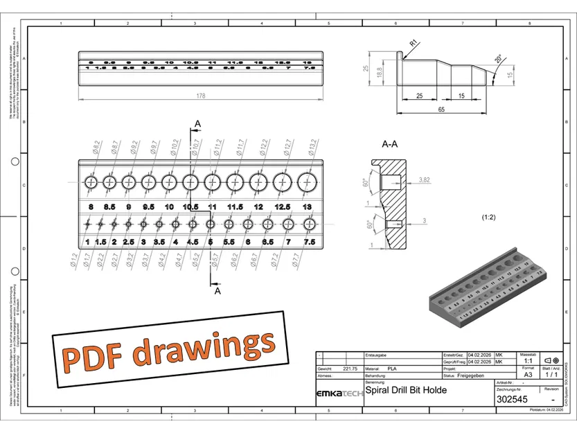 Giá/Khay đựng mũi khoan Ø1–13 mm (DIN 338) - Image 6
