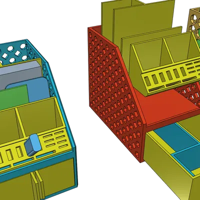 Khay organizer để bàn/văn phòng: kèm ngăn kéo, in dễ, không cần support