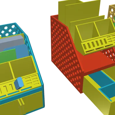 Khay organizer để bàn/văn phòng: kèm ngăn kéo, in dễ, không cần support