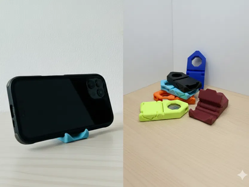 Móc khóa EDC 2-trong-1: Đế đỡ điện thoại & giữ xu xe đẩy (Print-in-Place) - Image 2