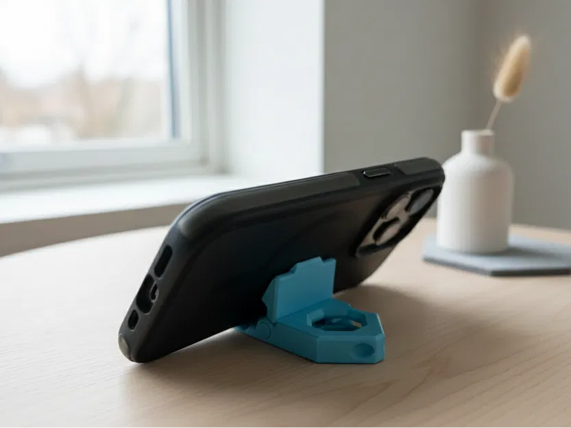 Móc khóa EDC 2-trong-1: Đế đỡ điện thoại & giữ xu xe đẩy (Print-in-Place) - Image 4